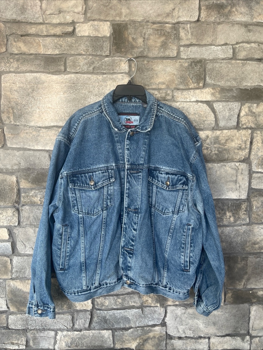 Bugle Boy Millennium Series Trucker Denim Jacket Pockets Blue Heavy Cotton Sz XL
